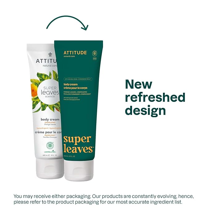 ATTITUDE Body Cream, EWG Verified Moisturizer, Vegan Moisturizing Products For Dry Skin, Dermatologically Tested, Orange Leaves, 8 Fl Oz-Velvo Beauty