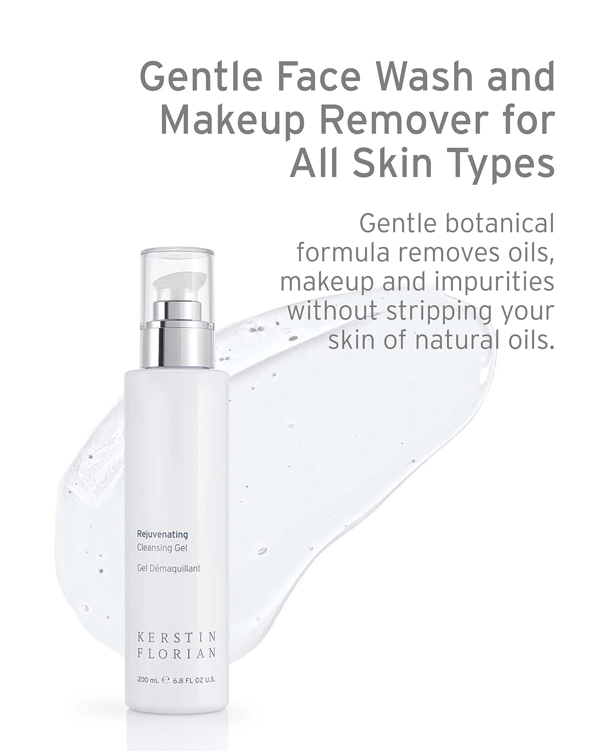 Kerstin Florian Rejuvenating Cleansing Gel | Gentle Face Wash and Makeup Remover for All Skin Types (6.8 fl oz)-Velvo Beauty