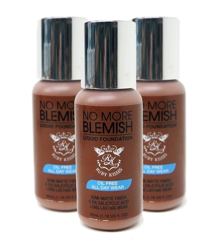 Ruby Kisses Liquid Foundation No More Blemish Oil-Free Foundation Korean Makeup 1.18 Fl Oz (Cognac)-Velvo Beauty