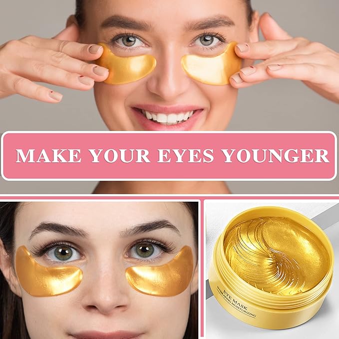 Under Eye Patches for Puffy Eyes & Dark Circles Treatments- 30 Pairs - Moisturizing Eye Mask for Reducing Fine Line,Hydrating Under Eye Pads,Improve Smooth Wrinkles and Under Eye Bags(Gold)-Velvo Beauty