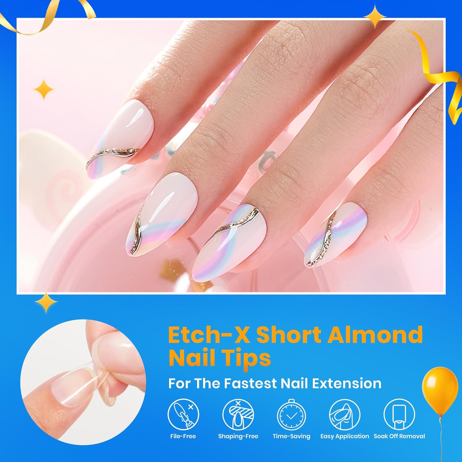 Beetles Short Almond Nail Tips: 12 Sizes 288 PCS Half Matte Full Cover Gel Tips Clear Acrylic Gel Nail Tips Almond Shape for DIY Extension-Velvo Beauty