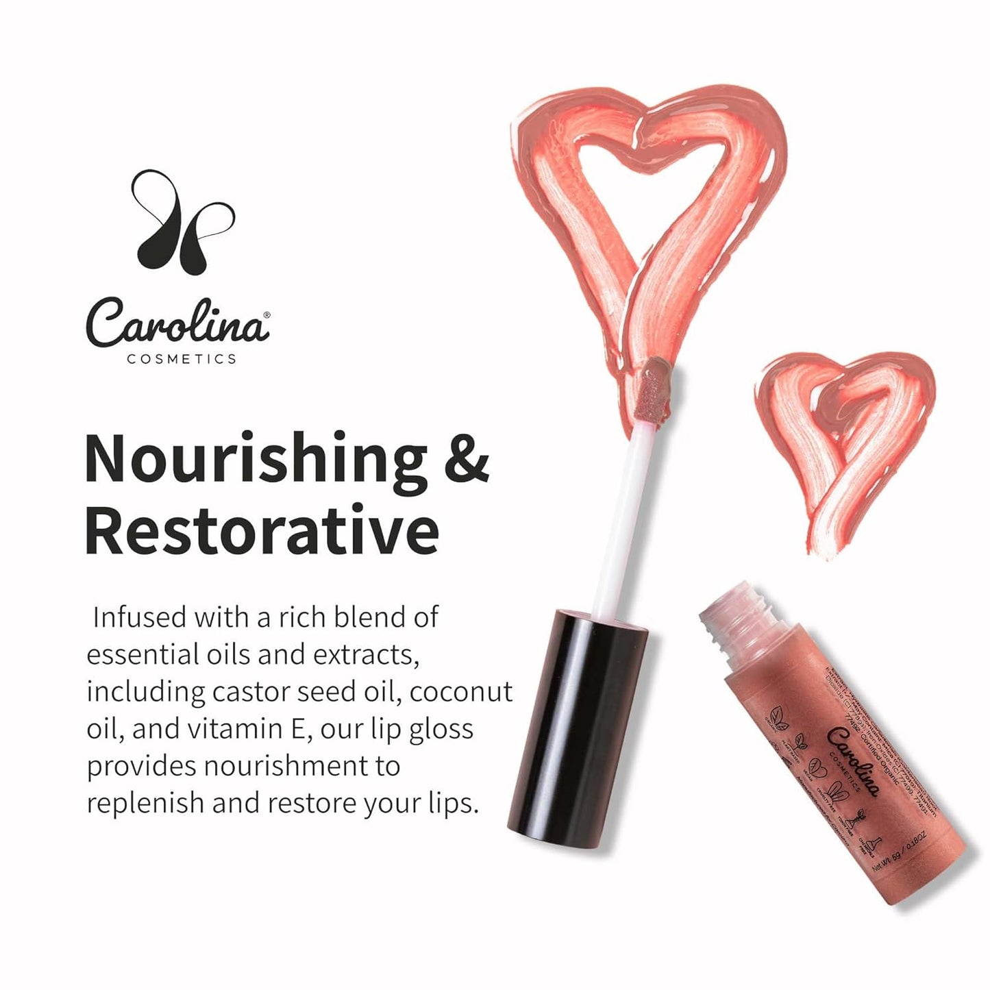 Non-Sticky Lip Gloss (Divine) - Plant-Based Hydrating & Nourishing with Sunflower Seed Oil, Cacao & Grape Seed Oil - 5g/0.18oz-Velvo Beauty