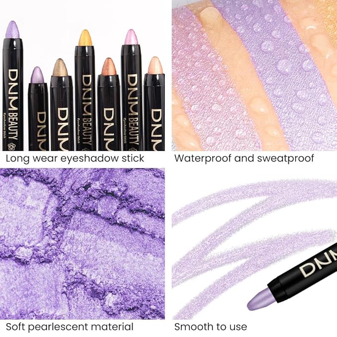Kaely 2Pcs Cream Eyeshadow Stick Set for Eyes,Light Purple & Vioiet Shimmer Pen,Eye Brightener Halloween Makeup,sombras para ojos,Smooth Eye Shadow Highlighter Crayon Pencil Waterproof,08+09-Velvo Beauty