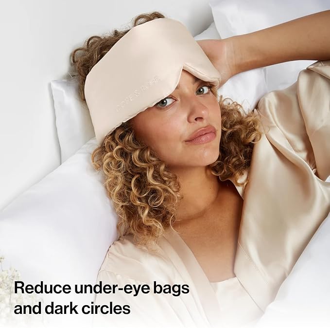 Dore & Rose Deep Sleep Mask Light Blocking, 23 Momme Mulberry Silk Eye Mask, Ultra Soft, Adjustable - Travel Sleeping Mask for Men & Women - Champagne-Velvo Beauty