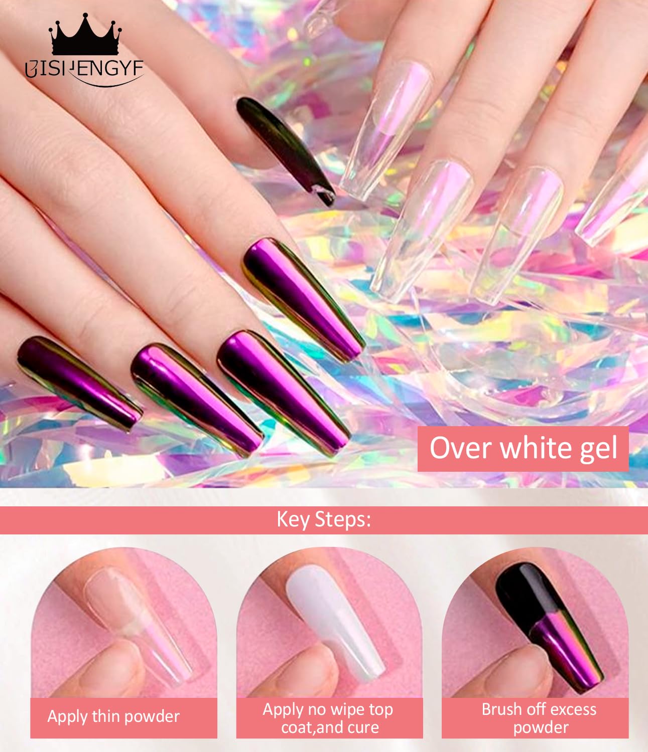 Pearl Chrome Nail Powder - 4pcs Iridescent Aurora Chrome Powder Pearl Mirror Effect Glitter Powder Pearlescent Ice Transparent Mermaid Pigment Dust for Nail Art Diy-Velvo Beauty