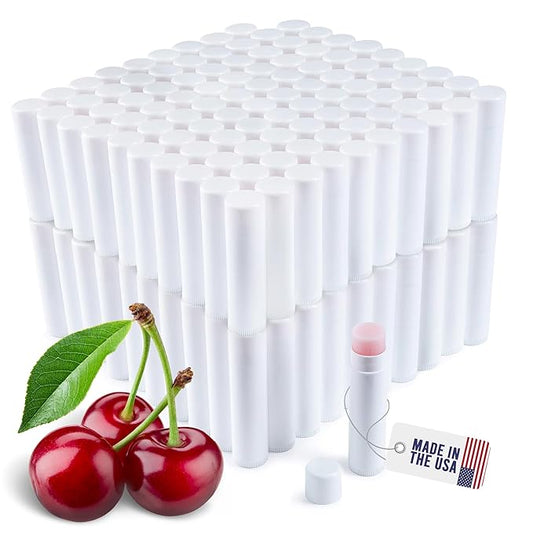 Lip Balm Bulk Unlabeled - Made in USA Bulk Chapstick - Natural Ingredients Vitamin E Shea Butter - Custom Chapstick Bulk For Party & Wedding Favors (200 Count, Cherry)-Velvo Beauty