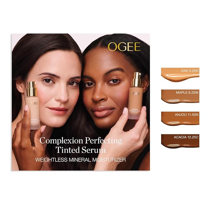 Ogee Complexion Perfecting Liquid Foundation - Lightweight Tinted Moisturizer For Face (Oak 5.25N - Medium Beige, Golden Undertones) - with Vitamin C & Jojoba Oil - Certified Organic & Made in USA-Velvo Beauty