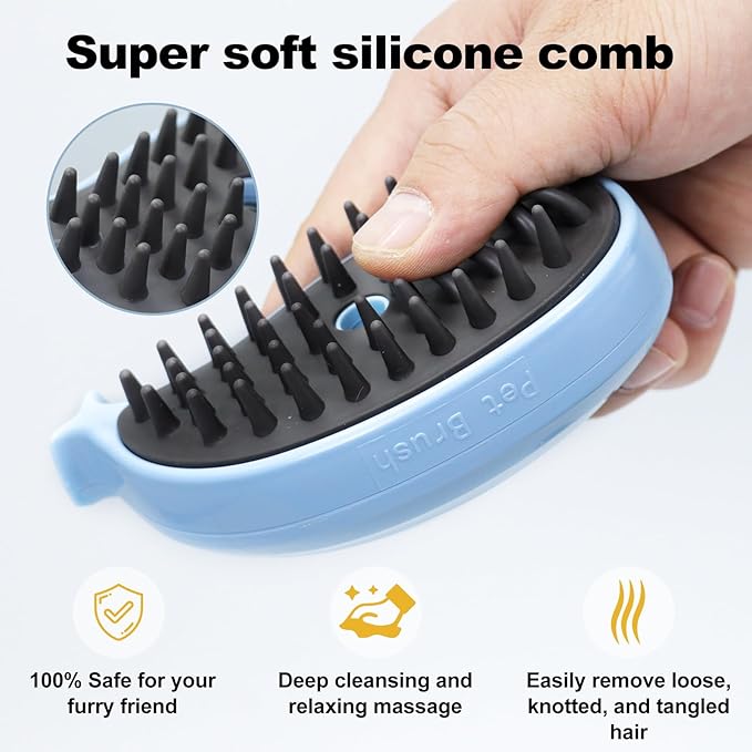 Cat Steam Brush for Shedding, Cat Grooming Brush With Steam, Rechargeable Steam Pet Brush for Dog And Cat, Steamy Cat Brush 3 In1, Self Cleaning Steam Brush for Massage,Clean and Removing Loose Hair-Velvo Beauty