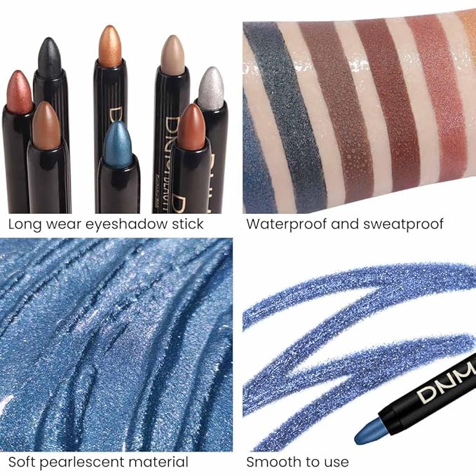 Kaely 8Pcs Cream Eye Shadow Brightener Sticks Set for Eyes,Shimmer Matte Pencil Eyeshadow Applicator Stick Palette,Halloween Makeup Waterproof,Birthday Party gifts for Women kids Girls 07
