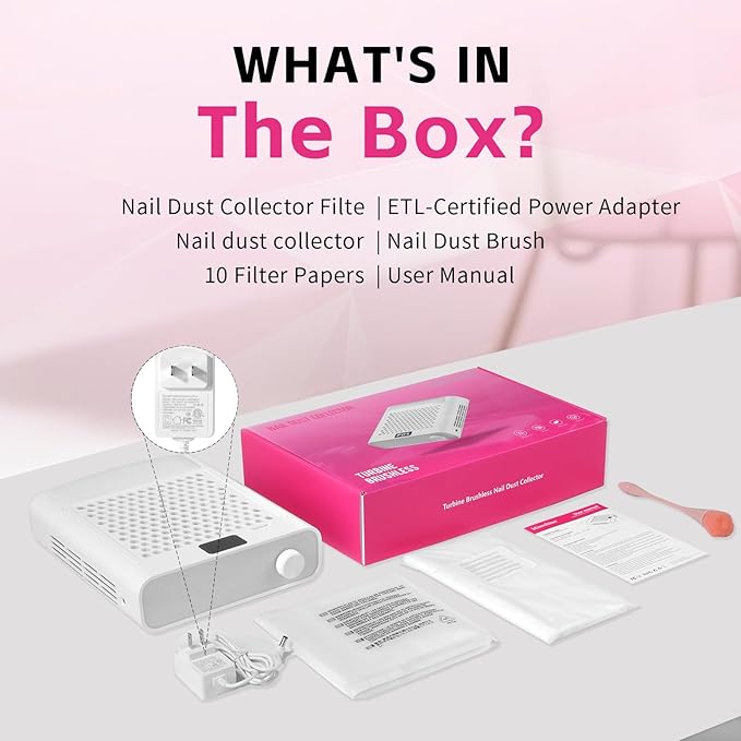 Missshine Dust Collector with Armrest – Professional 5-Speed Low Noise Vacuum Fan for Nail Techs – Powerful Suction with 10 Filter Papers for Salon & Home Use-Velvo Beauty