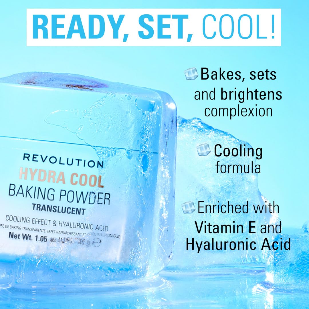 Revolution Beauty London, Hydra Cool Cooling Loose Baking Powder, Makeup Setting Powder for Hydrating Skin, Enriched with Hyaluronic Acid, Vegan & Cruelty-Free, 1.05 oz-Velvo Beauty