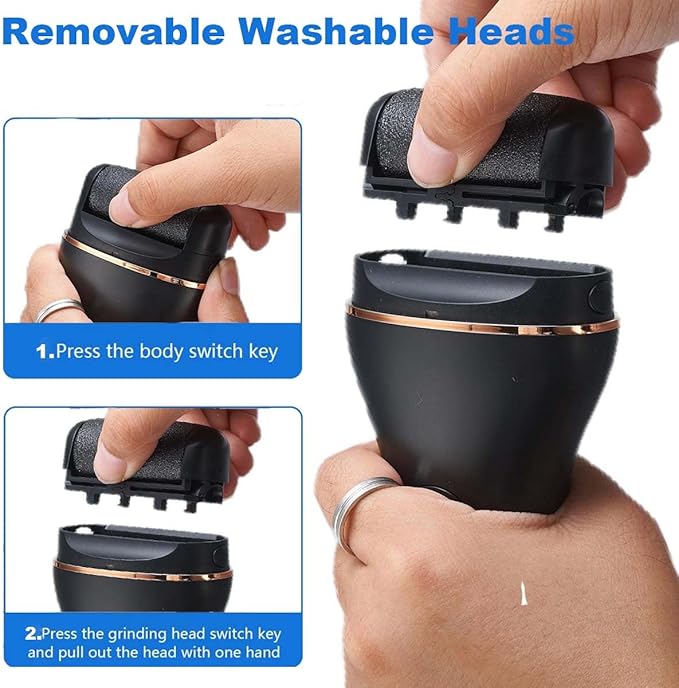 Electric Foot Callus Remover, Portable Electric Foot File with 15 in 1 Professional Pedicure Kits, Rechargeable Pedicure Tools for Foot Care, Waterproof Remover Cracked Feet & Dead Skin (Black)-Velvo Beauty