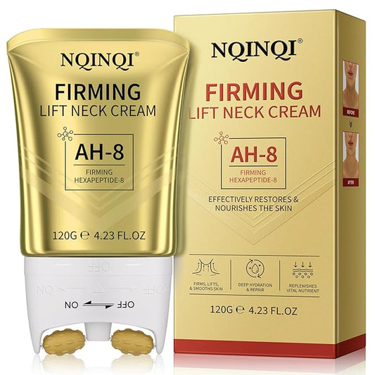 AH-8 Firming Neck Cream with Roller - Neck and Chest Firming Cream to Lift, Tighten & Smooth Sagging Skin, Reduce Wrinkles & Hydrate for Youthful Neck, 4.23 Fl Oz-Velvo Beauty