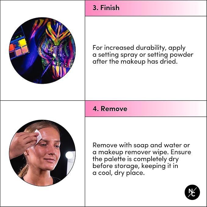 UV 12-Color Palette - Water-Activated Neon Glow Makeup for Face & Body - Fluorescent Shades for SFX, Party Makeup, Cosplay & Theatrical Performances-Velvo Beauty