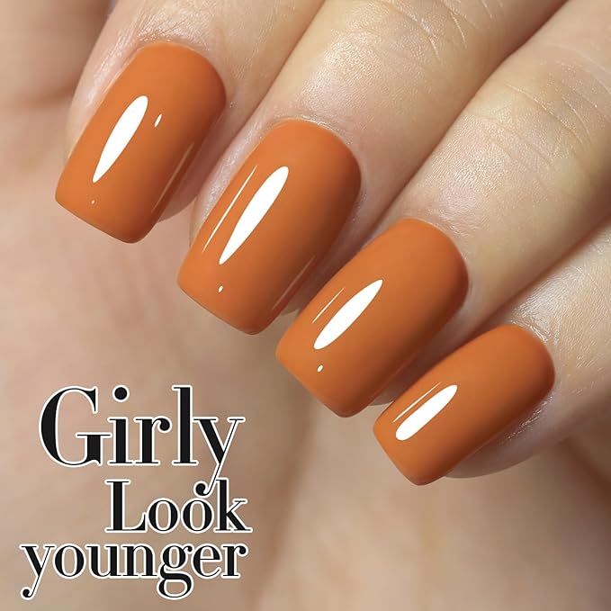 Double Rhythm Translucent Gel Polish Sheer Neutral Natural Light Milky Same Color Same Bottle 15ML Jelly UV Nail Polish Nail Art DIY at Home (Brown Orange-A1447)-Velvo Beauty