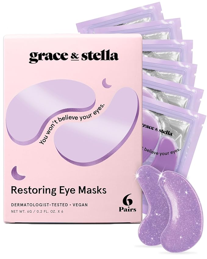 grace & stella Retinol Under Eye Patches for Puffy Eyes and Dark Circles - Restoring Gel Under Eye Masks with Hyaluronic Acid - Vegan Cruelty-Free Skincare - Birthday Gifts for Women (Purple, 6 Pairs)-Velvo Beauty