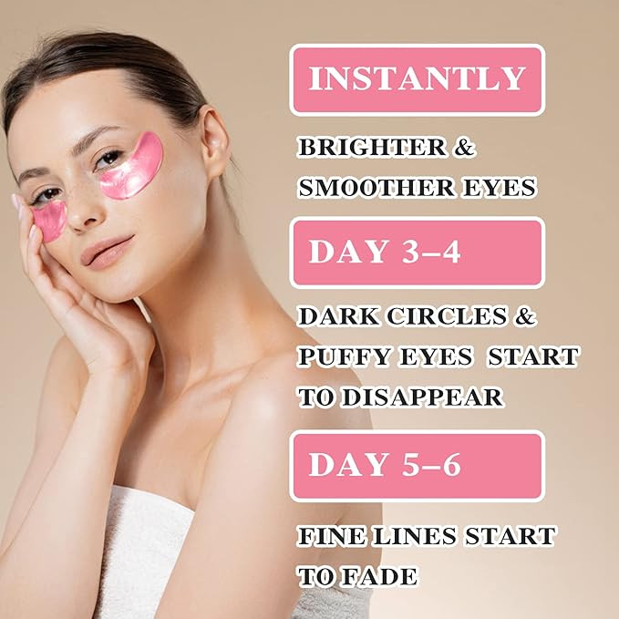 Under Eye Patches 60 Pcs,Pink Eye Mask,Puffy Eyes & Dark Circles Treatments,Improve Reduce Smooth Wrinkles,Fine Lines and Under Eye Bags,Hydrating & Moisturizing,Firm Eye Skin Care for Women and Man-Velvo Beauty