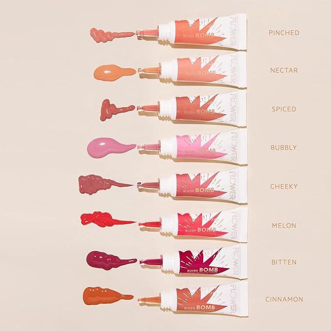 FLOWER Beauty By Drew Barrymore Liquid Blush Makeup Bomb Color Drops -Silky Lightweight Formula + Gel Cream Blush for Cheeks - Radiant + Glossy Finish - Buildable + Lightweight Formula - Cruelty-Free + Vegan (Cheeky)-Velvo Beauty