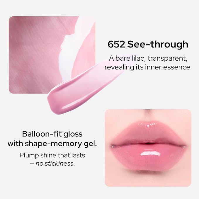 Unseen Balloon Tint, 6 Colors Set for All Skin Types. Buildable Color, Long Lasting Glossy Lip Stains, Lightweight Lip Gloss Make up 652-See-Through-Velvo Beauty