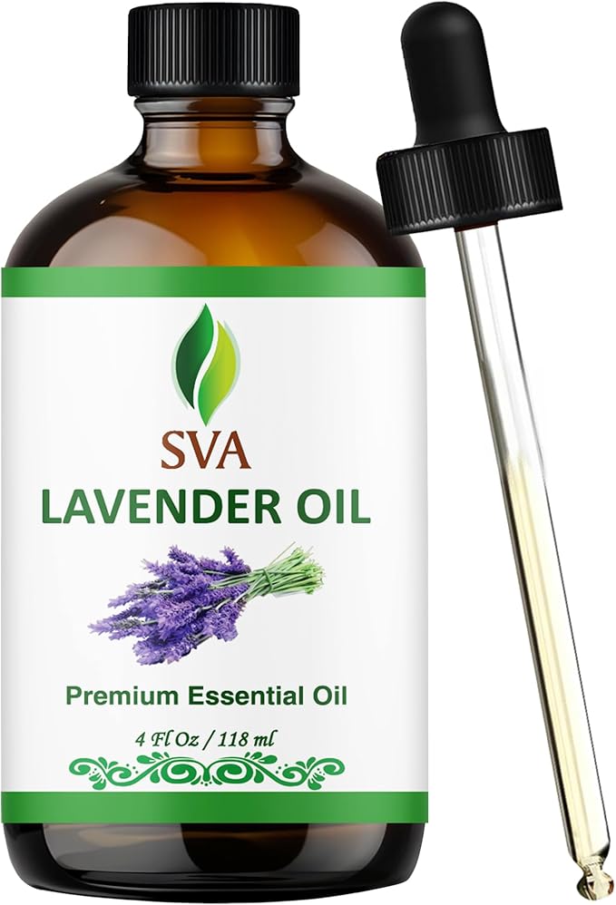 SVA Lavender Essential Oil – 4 Fl Oz – 100% Natural Lavender Oil - for Diffuser, Hair Care, Face, Skin Care, Aromatherapy, Scalp and Body Massage, Soap and Candle Making – with Dropper-Velvo Beauty