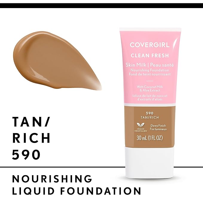 COVERGIRL, Clean Fresh Skin Milk Foundation, Tan/Rich, 1 Count (packaging may vary)-Velvo Beauty