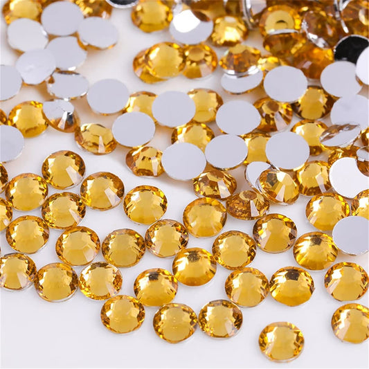 1000 Pieces SS20 5mm Flatback Rhinestones Clear Glass Round Gems Crystals for Nail Art DIY Crafts Clothes Shoes Bags （Golden Yellow）-Velvo Beauty