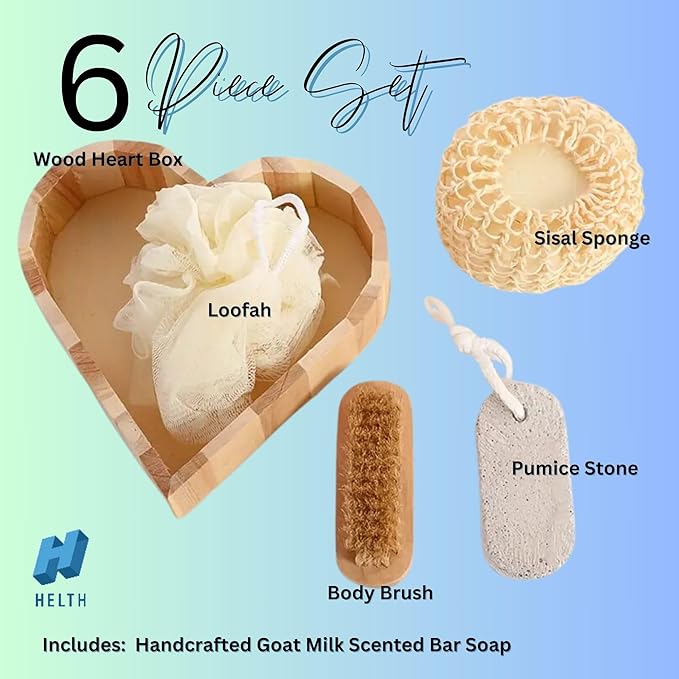 Spa Kit Birthday Box with Loofah Body Brush Gingered Peaches Goat Milk Soap, Orange-Velvo Beauty