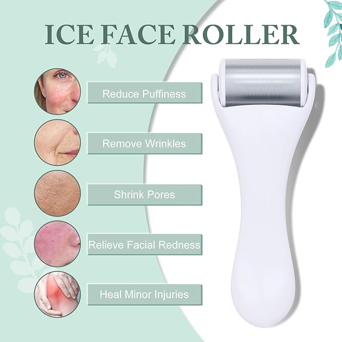 MAANGE Ice Roller For Face & Eye Roller for Puffiness,Stainless Steel Facial Roller Ice Face Roller Mini Roller Set (white 2 pcs)-Velvo Beauty