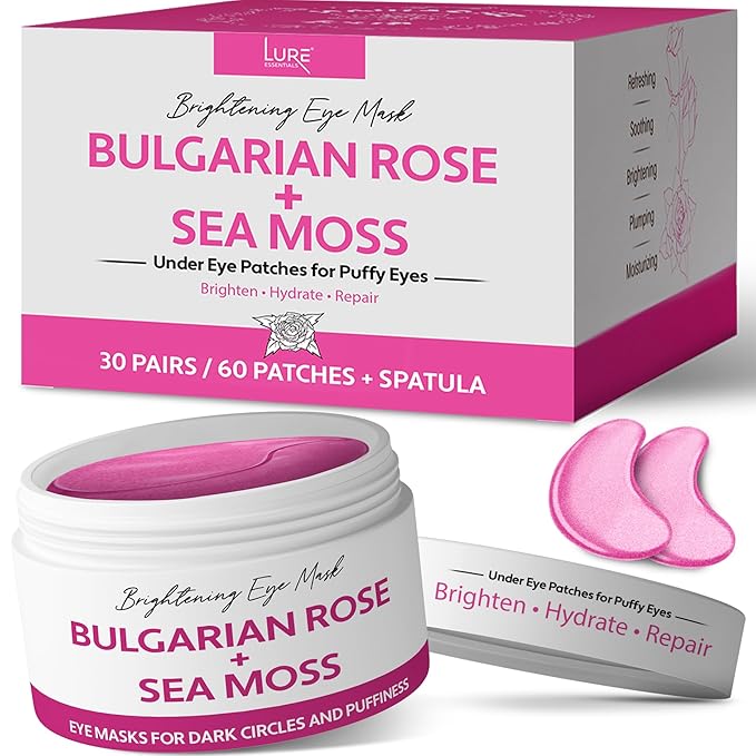 Under Eye Mask Under Eye Gels with Irish Sea Moss Bulgarian Rose and Hyaluronic Acid 60 Eye Gels (30 Pairs) Eye Masks for Men and Women-Velvo Beauty