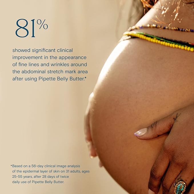 Pipette Belly Butter - Stretch Mark Cream for Pregnancy, Clean Hydrating Ingredients to Help Retain Skin’s Moisture, Shea Butter & Squalane, 3.8 fl oz-Velvo Beauty