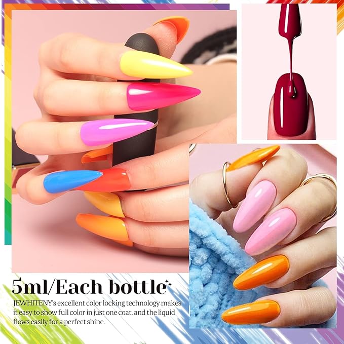 JEWHITENY 45 PCS Gel Nail Kit with 42 Colors Nail Polish Set Green Blue Red Pink Collection Gifts for Women-Velvo Beauty