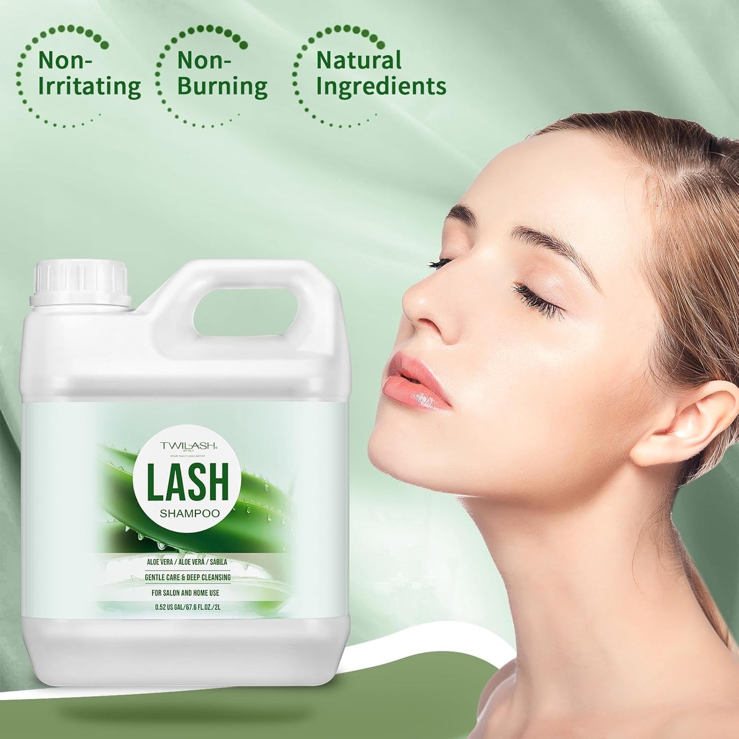 Lash Shampoo Bulk, Eyelash Cleanser for Extensions 2 Liters, Non-irritating or Burning Eyelid Foaming Cleanser for Professional Salon and Home Use (Aloe Vera-2L)-Velvo Beauty