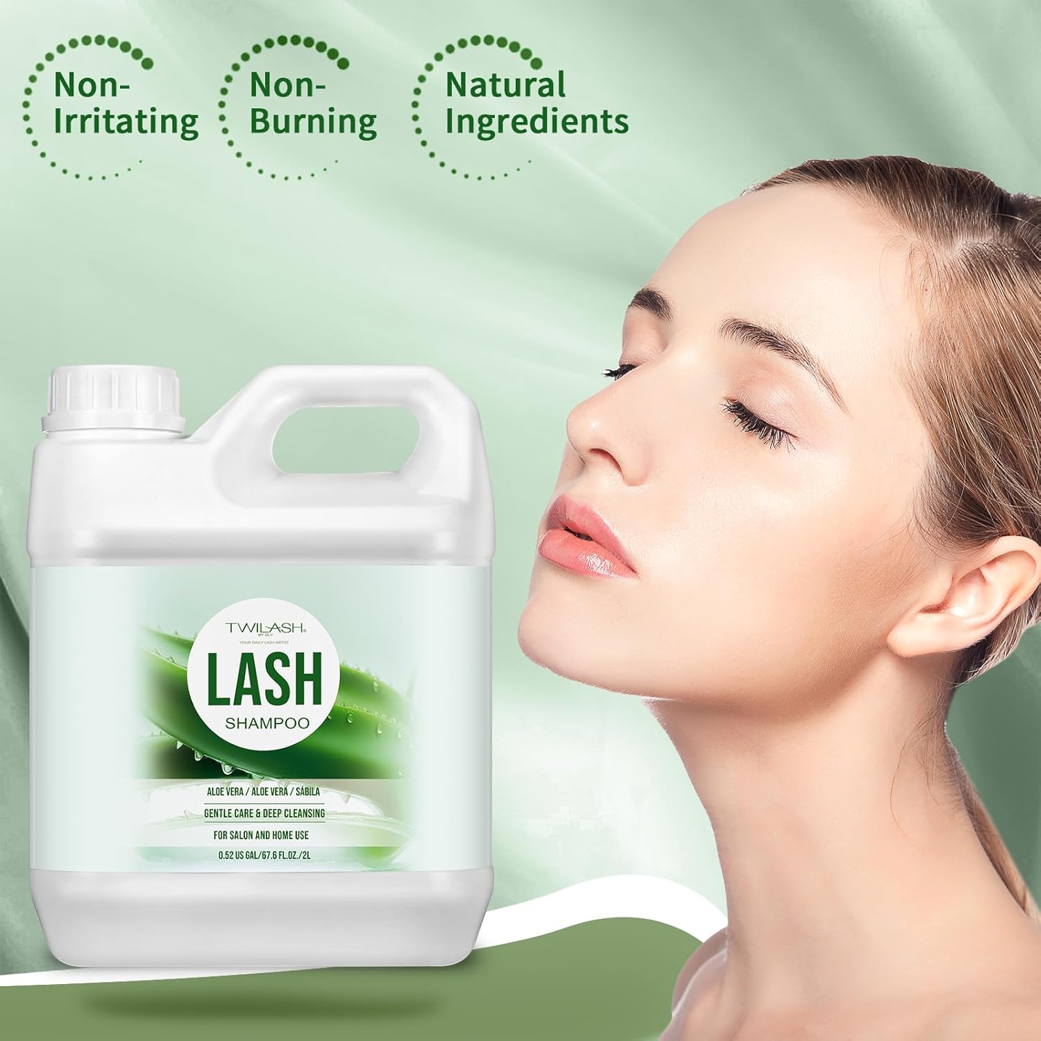 Lash Shampoo Bulk, Eyelash Cleanser for Extensions 2 Liters, Non-irritating or Burning Eyelid Foaming Cleanser for Professional Salon and Home Use (Aloe Vera-2L)-Velvo Beauty