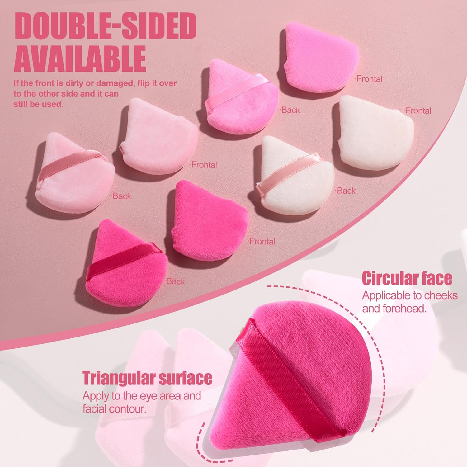 BS-MALL Makeup Sponge Set, Triangle Beauty Blender Puffs, 20 Pieces, Cosmetic Applicators (Pink)-Velvo Beauty