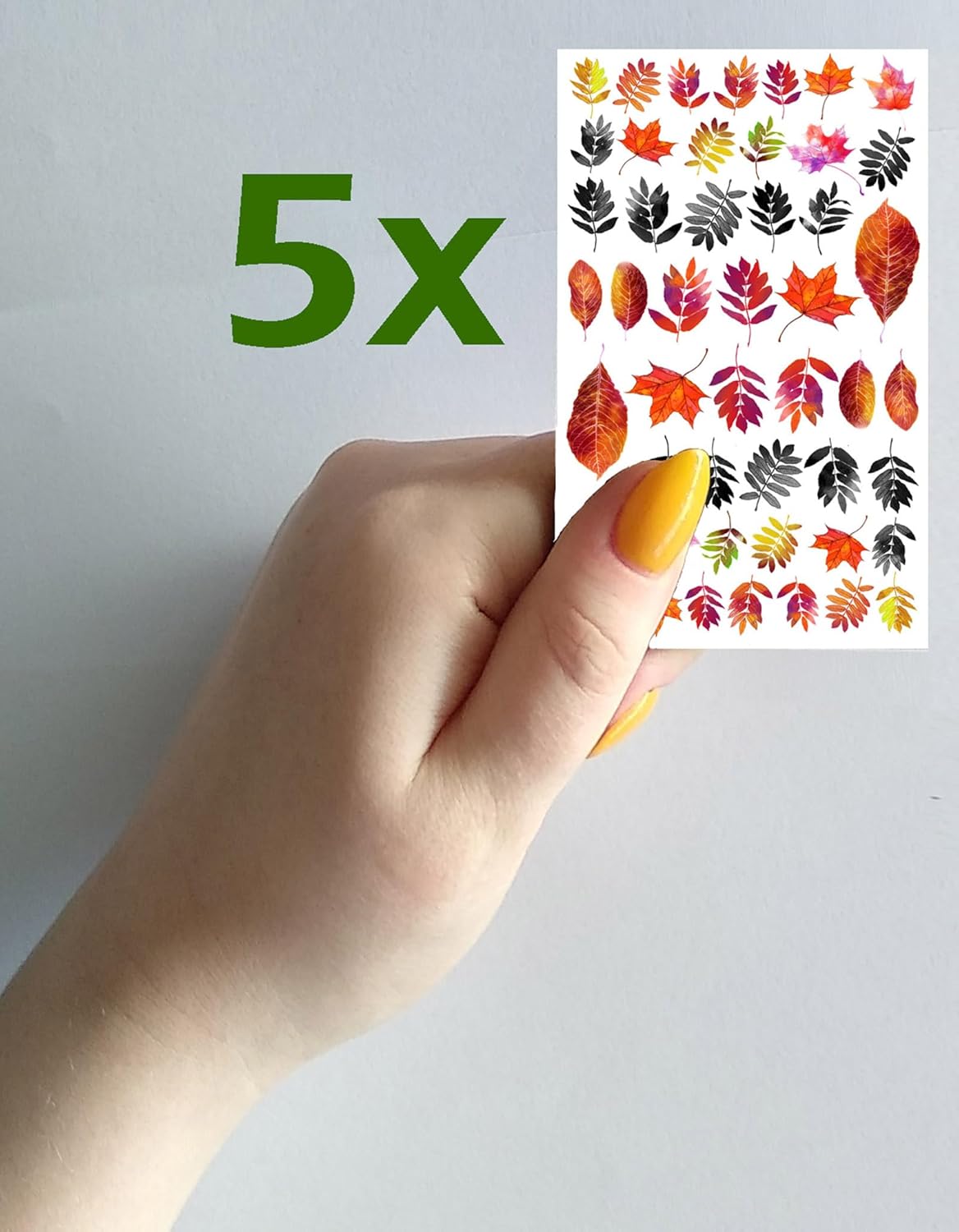 Nail Stickers Decal Transfers (5 Sheets) FLONZNAIL Autumn Leaves Vintage Watercolor Illustration-Velvo Beauty