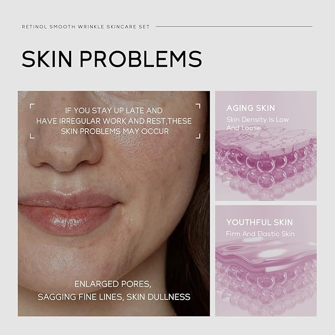 Anti Aging Skin Care Set, 1% Retinol Dark Spot Remover for Face with Face Serum & Moisturizer, Travel Size Skincare Set for Women, Reduce Wrinkles, Firm & Hydrate for All Skin Types-Velvo Beauty