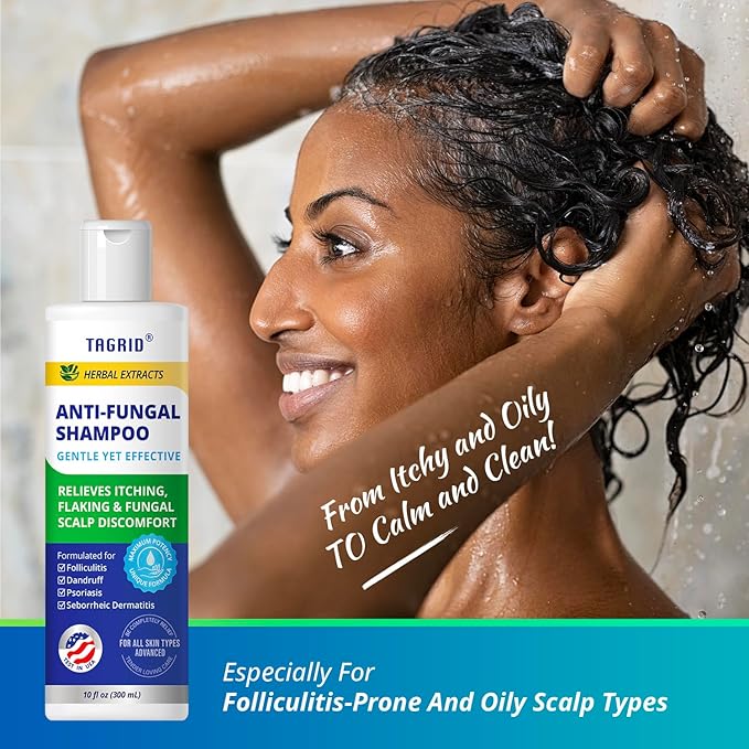 TAGRID Anti-Fungal Shampoo 300mL – Scalp Treatment for Psoriasis, Seborrheic Dermatitis, Folliculitis, Dandruff & Itchy Flaky Scalp – Soothing Plant-Based Formula for Men & Women-Velvo Beauty