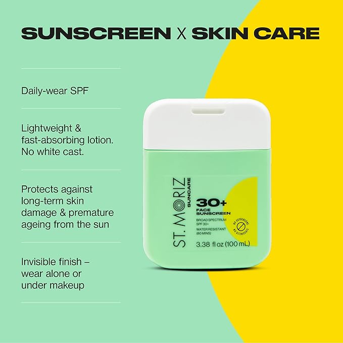 St Moriz Suncare SPF - Sunscreen - Broad Spectrum Protection Water Resistant Sunscreen Moisturizing Lotion + Vitamin E - Oxybenzone & Octinoxate Free - Vegan - Face, 30, Sun Protection Factor (SPF)-Velvo Beauty