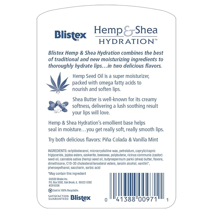 Blistex Hemp & Shea Hydration, 2 count (Pack of 3)-Velvo Beauty