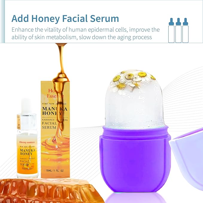 Ice Roller for Face,Ice Face Roller Skin Care ,Face Ice Pack Ice Facial and Eyes Cube Massager tools.Contains Essence Set (Set-Purple)-Velvo Beauty