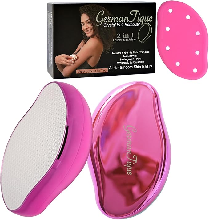 Crystal Hair Eraser,Natural Crystal Hair Remover,Reusable Painless Nano Glass Hair Removal Device Without Shaver,Gentle Crystal Epilator and Exfoliator for Soft Silky Skin(Hot Pink)-Velvo Beauty