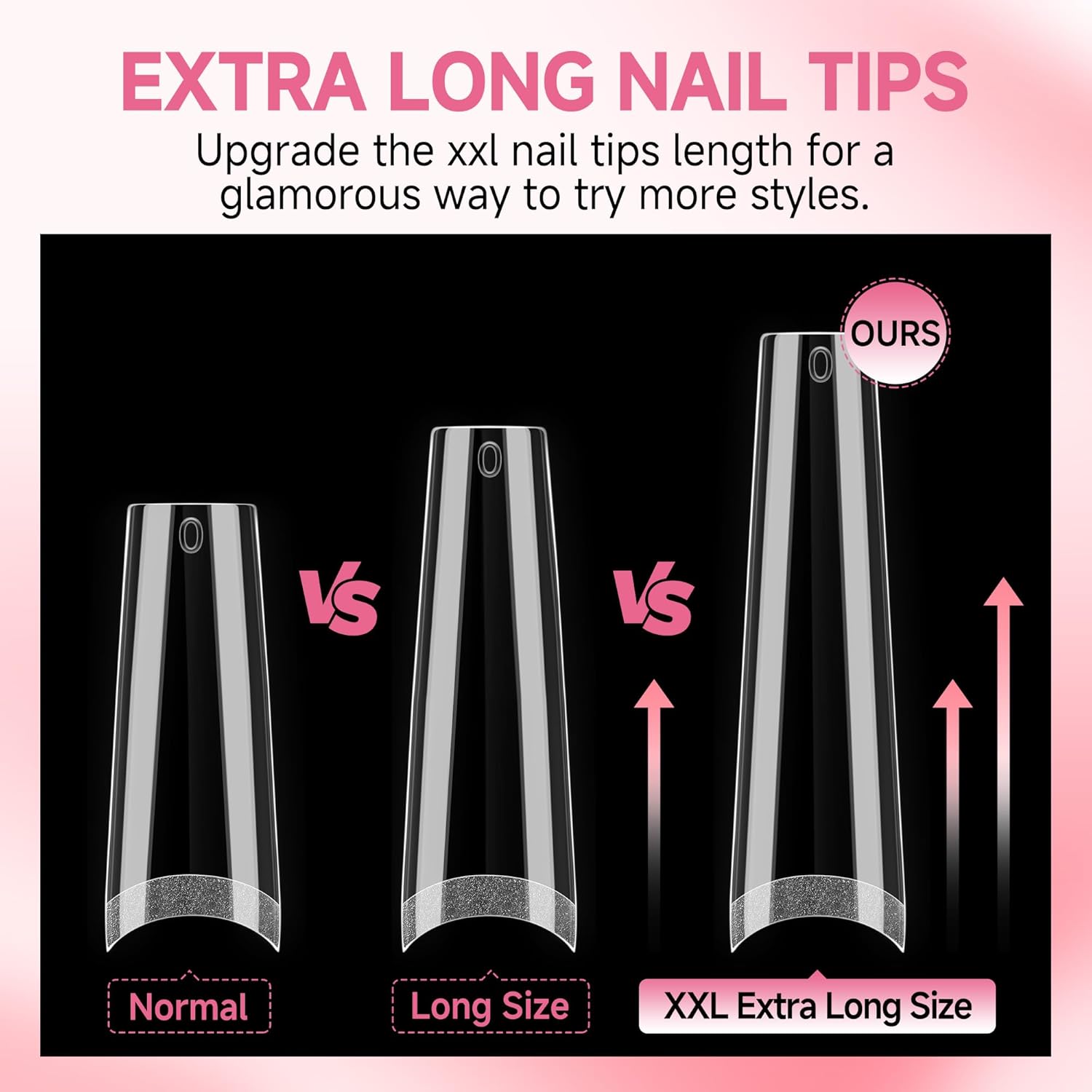 UNA GELLA Extra Long Coffin Nail Tips No C Curve 504PCS XXL Coffin Nails Half Cover Long Coffins Gel Nails Tips Clear Fake False Nails Long Gel Extensions for Nail Art Salon Home DIY No Need File-Velvo Beauty