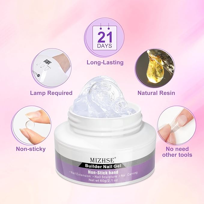 MIZHSE Solid Builder Gel for Nails, 60g Large Capacity Clear 3D Sculpting Gel for Nails Hard Gels Non-Sticky Hand Carving U V/LED Extension Gels with 3D Mold Nail Art Salon Home DIY-Velvo Beauty