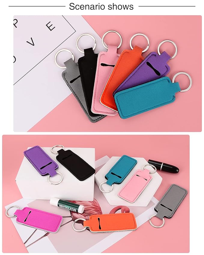 Chapstick Holder Lip Balm Sleeve Pouch Chapstick Holder With Clip Lipstick Lip Gloss Holder Stocking Stuffers Gift for Women (7pcs)-Velvo Beauty