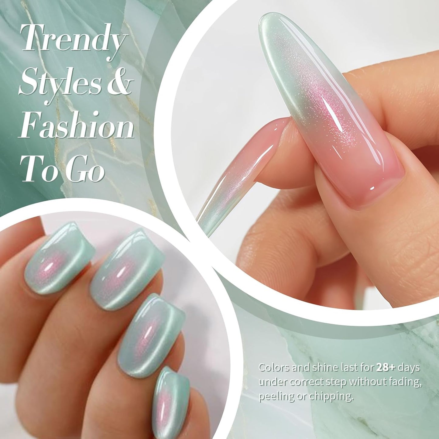 BORN PRETTY Cat Magnetic Eye Gel Nail Polish,Tuberose Green Magnetic Gel Polish Shimmer Magnetic Eye Gel Manicure Nail Art DIY 15ml-Velvo Beauty