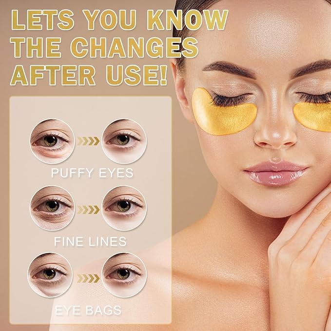 24K Gold Under Eye Patches,Black Box Collagen Anti-Aging Moisturize Under Eye Mask,Reducing Fine and Lines Dark Circleeye Patches,Gel Eye Masks Beauty & Personal Care-Velvo Beauty