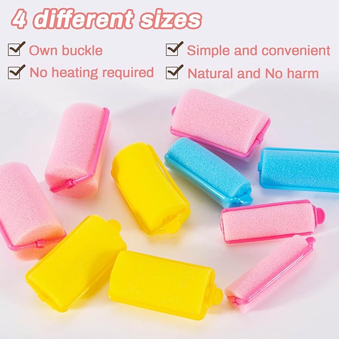 36PCS Foam Hair Rollers - Sponge Rollers for Heatless Hair Curler for Short/Long Curling Sleep rolos para cabello Jumbo Large Sponge Curlers Soft Sleeping Thin Hair Curl Overnight rulos-Velvo Beauty