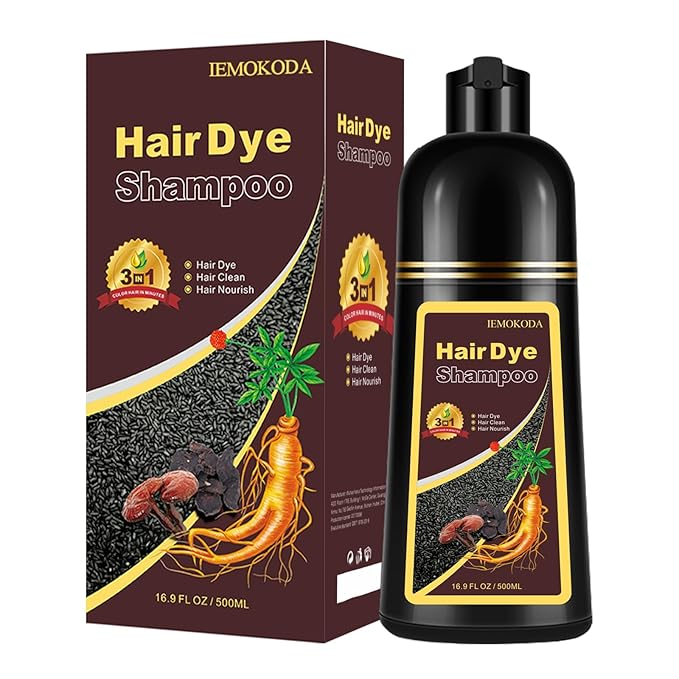 Black Tea Hair Dye Shampoo 3 in 1 for Gray Hair, Long-lasting & Natual Hair Color Shampoo, Herbal Ingredients Natural Shampoo Hair Dye Effect in Minutes, Gifts for Men Women 500ml-Velvo Beauty