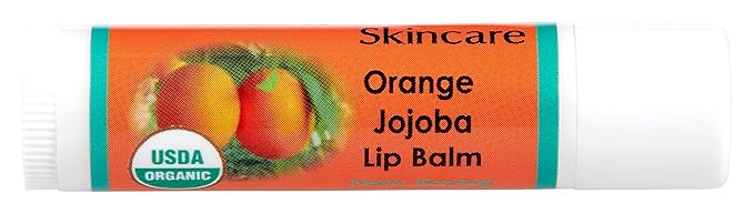 USDA Organic Orange Lip Balm 2 Pack - Over 70% Pure Organic Jojoba Oil, Organic Beeswax, Citrus Scent, Soothes and Softens Dry, Cracked, and Sensitive Lips, Natural Orange Scent No Taste 15 oz/4.6 g-Velvo Beauty
