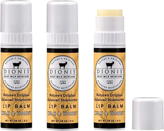 Dionis Goat Milk Lip Balm 3 Piece Set - Milk and Honey-Velvo Beauty